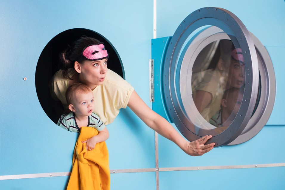 Mother and Son in a Laundry Shop